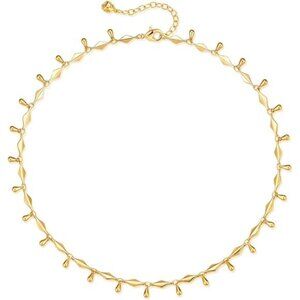 Boho Beaded Choker Necklace | 14K Gold Plated Handmade Dainty Chain